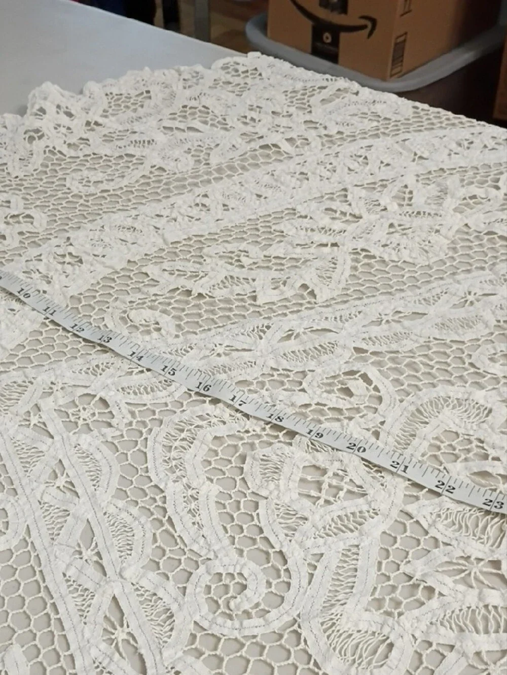 Vintage Battenberg Or Venice Lace White Lace Table Cover
